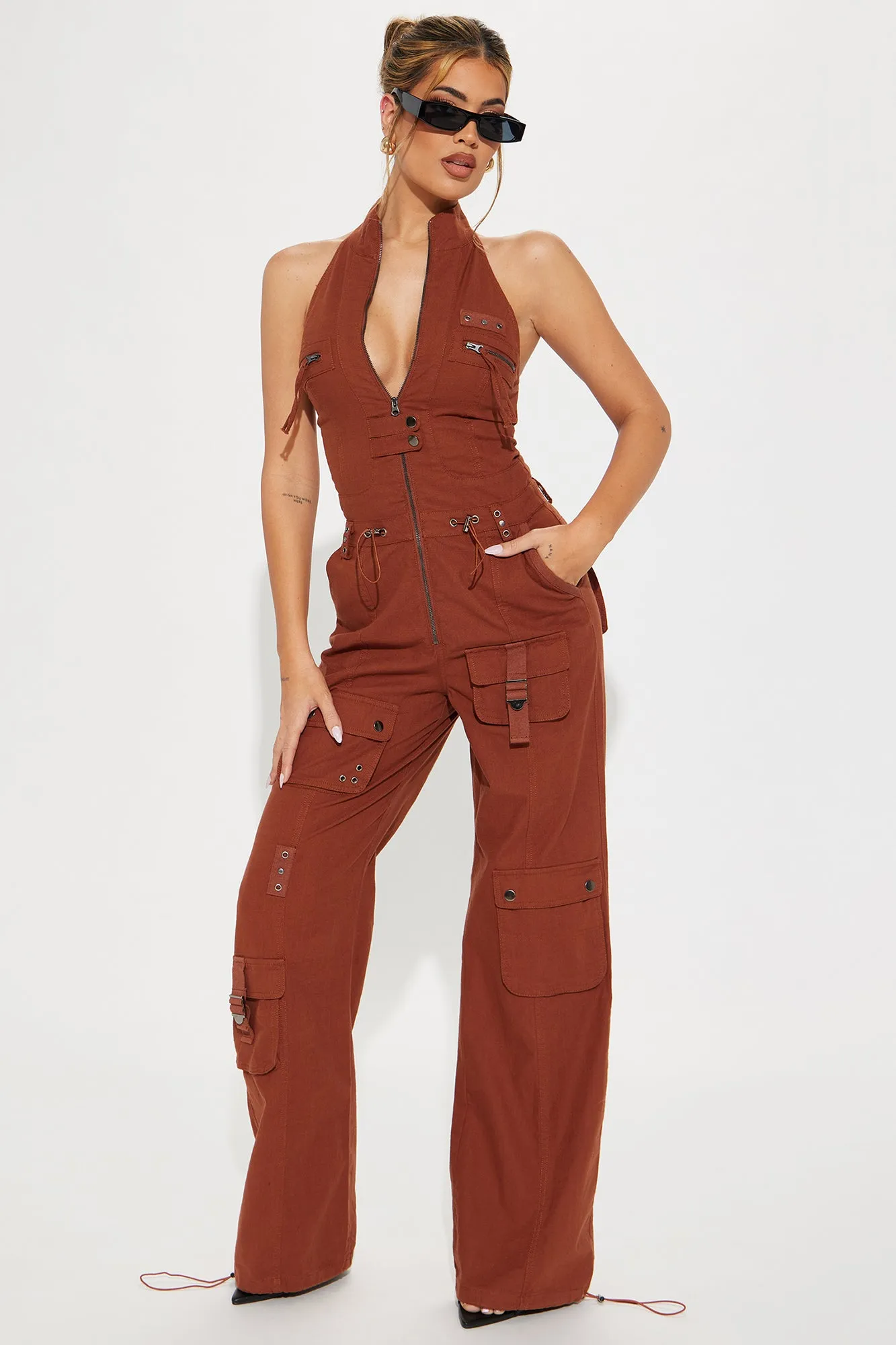 Take The Hint Jumpsuit - Cognac