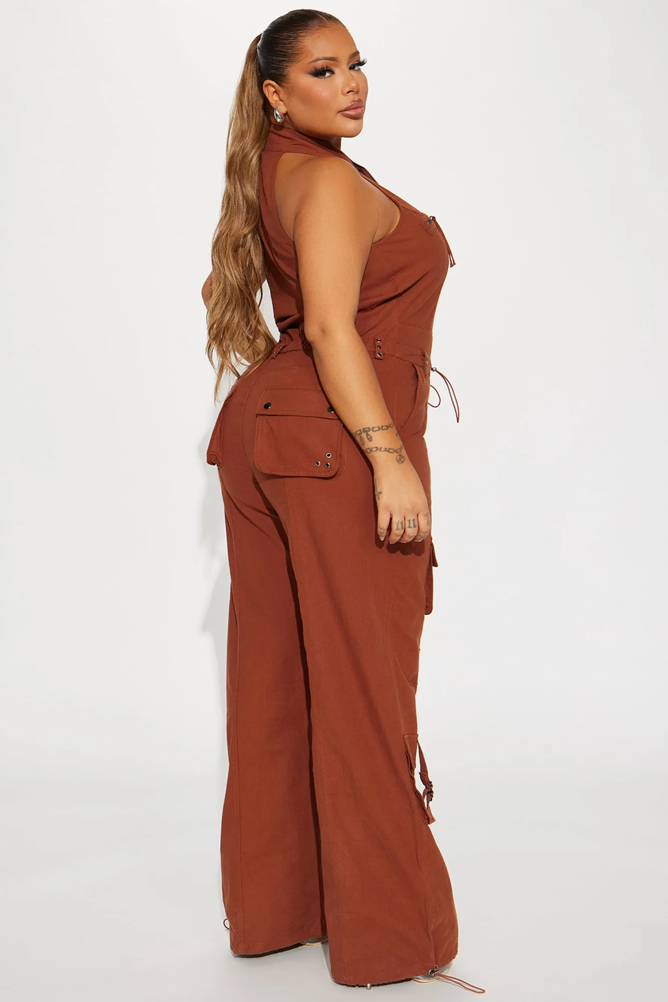 Take The Hint Jumpsuit - Cognac