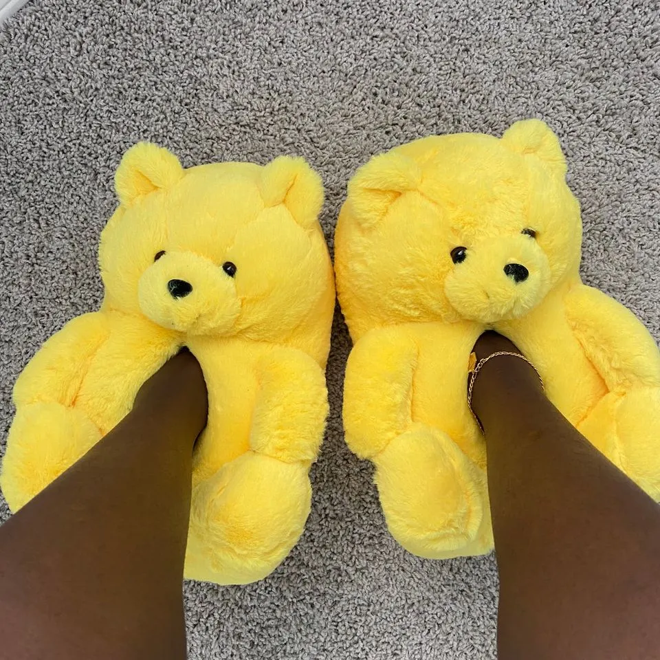 TEDDY BEAR SLIPPERS - YELLOW