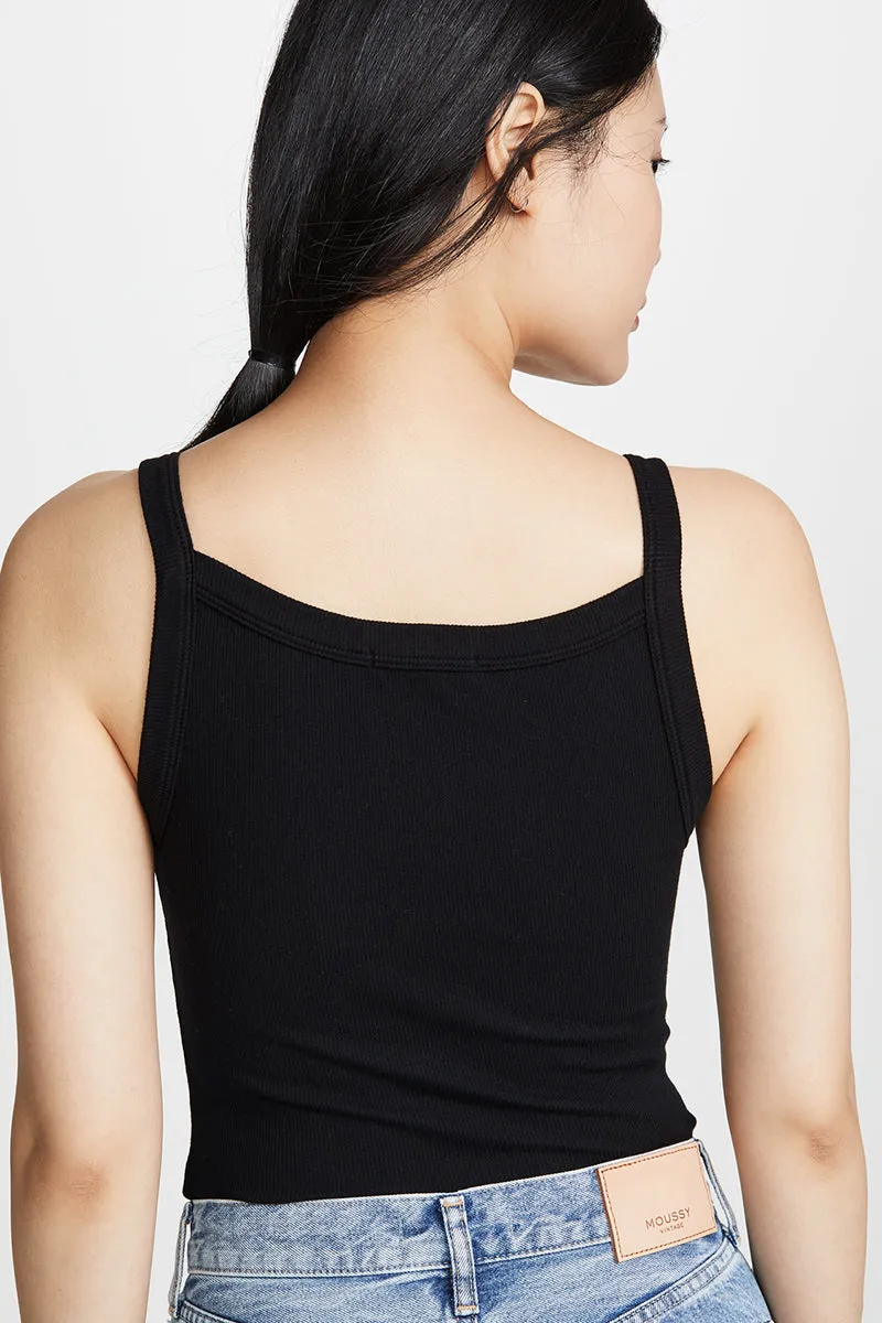 Verona Spaghetti Tank - Jet Black