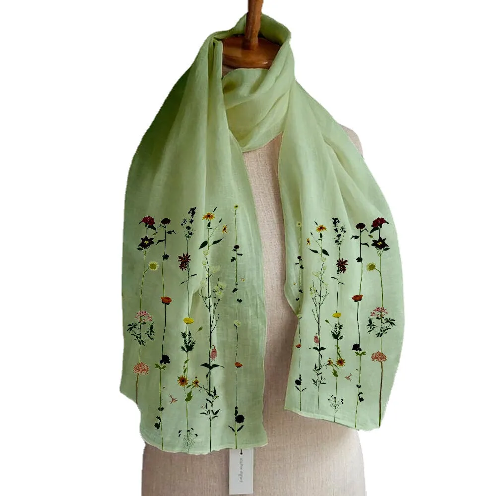 Women Multi-purpose Lightweight Floral Pattern Elegant Long Scarf Shawl